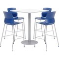 Kfi KFI 36" Square Bistro Table & 4 Barstool Set, White Table With Navy Stools OLTFL36SQ-B1922-SL-41-D354-4-OL2700BR-P